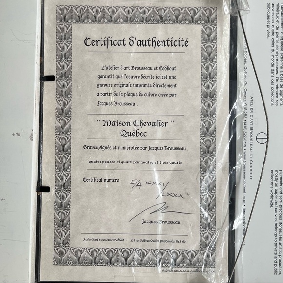 Jacques Brousseau “Maison Chevalier Quebec” Art Print-Signed-Limited Edition - Picture 9 of 16